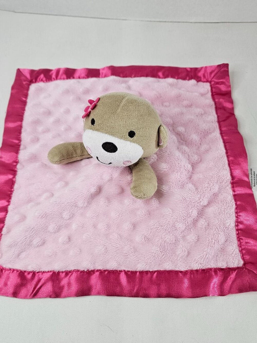 Garanimals Monkey Baby Lovey Plush Security Blanket Pink Winky Dot Satin Toy